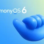 Logótipo do HarmonyOS 6 da Huawei com uma mão estilizada em azul, simbolizando tecnologia avançada e conectividade, destacando as novidades que chegam aos dispositivos.