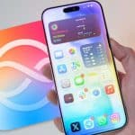 IPhone com tela cheia de aplicativos, representando inovação tecnológica e conectividade em dispositivos móveis.