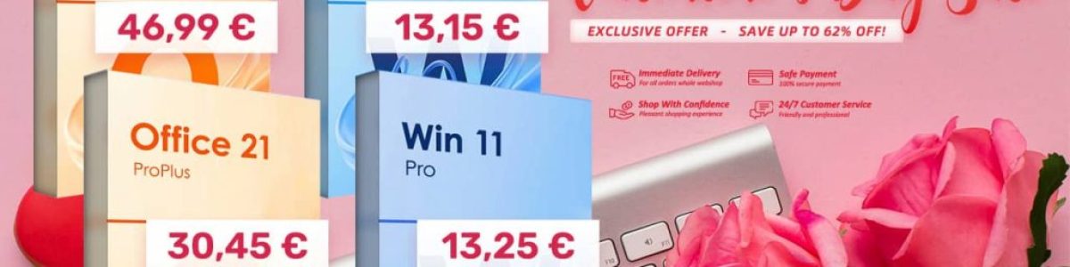 Promoção dia dos namorados Keysfan: Windows 11 Pro desde 13€ e Office com desconto